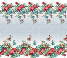 Атлас с принтом Шиповник - серый фон