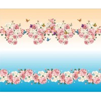 Стрейч атлас с принтом Розовый сад Стрейч атлас с принтом Розовый сад