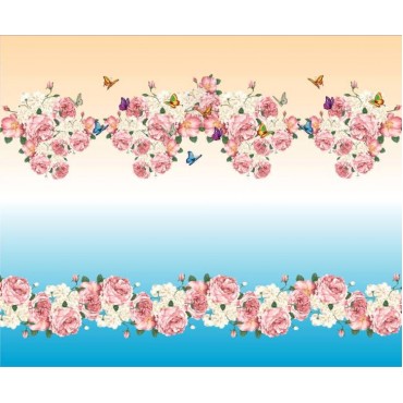 Стрейч атлас с принтом Розовый сад