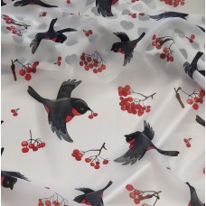 Органза матовая Виола с принтом Снегири