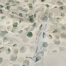 Органза матовая Виола с зелеными листочками