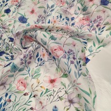 Плотная органза ANGELICA цветочный узор акварели Плотная органза ANGELICA цветочный узор акварели