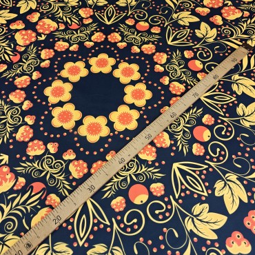 Органза матовая Виола с узором Хохлома