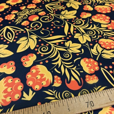 Органза матовая Виола с узором Хохлома