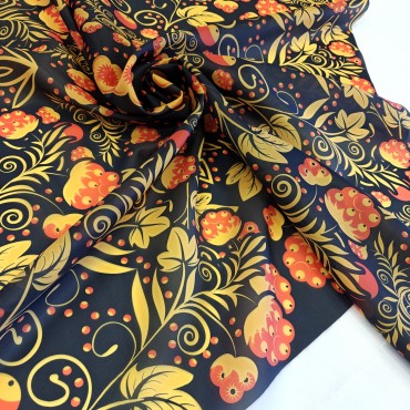 Органза матовая Виола с узором Хохлома