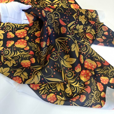 Органза матовая Виола с узором Хохлома