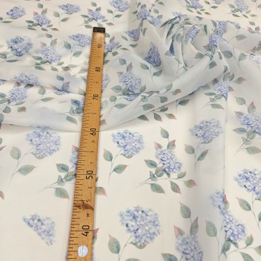 Органза матовая Виола с акварельной гортензией