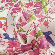 Плотная органза ANGELICA с цветочным принтом и колибри Плотная органза ANGELICA с цветочным принтом и колибри