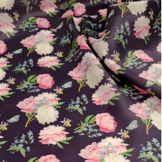 Плотная органза ANGELICA с цветочным принтом на черном Плотная органза ANGELICA с цветочным принтом на черном