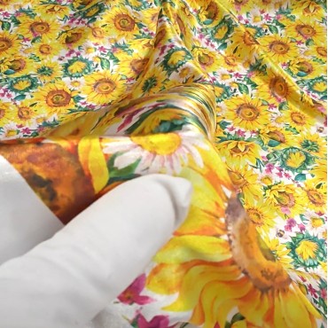 Атлас с блеском Кристалл с солнечными подсолнухами Атлас с блеском Кристалл с солнечными подсолнухами