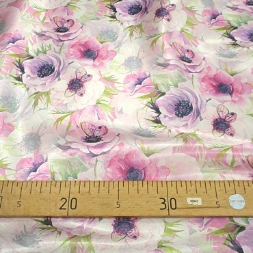 Атлас с блеском Кристалл с бабочками на анемонах