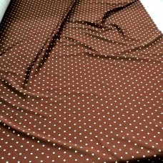 Атлас стрейч Linda коричневый в мелкий горошек