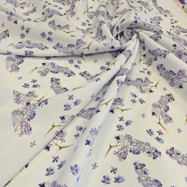 Поплин плательный с красивым рисунком сирени Поплин плательный с красивым рисунком сирени