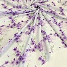 Поплин плательный с акварельными фиолетовыми цветами Поплин плательный с акварельными фиолетовыми цветами