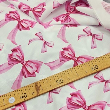 Поплин плательный с акварельными бантиками Поплин плательный с акварельными бантиками