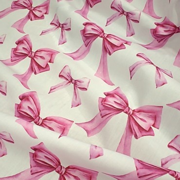 Поплин плательный с акварельными бантиками Поплин плательный с акварельными бантиками