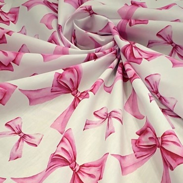 Поплин плательный с акварельными бантиками Поплин плательный с акварельными бантиками